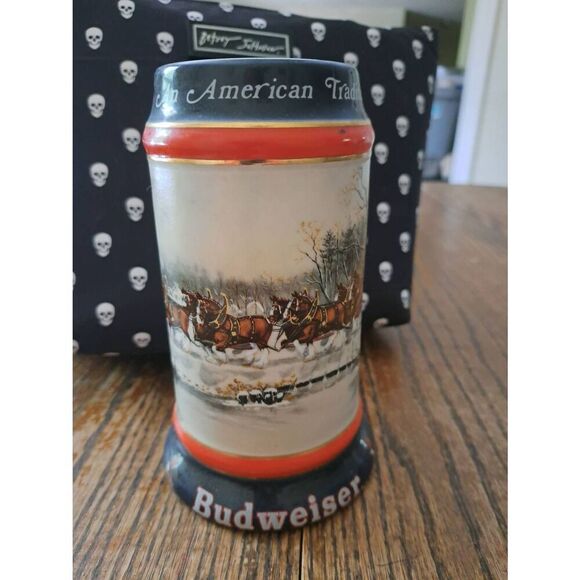 Vintage 1990 Budweiser Clydesdales Beer Stein Ceramarte Brazil No Lid 7" - Picture 2 of 6
